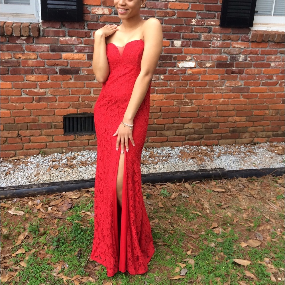 Red lace dress