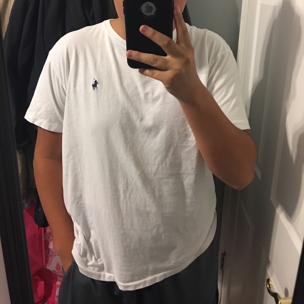 White shirt sleeve polo