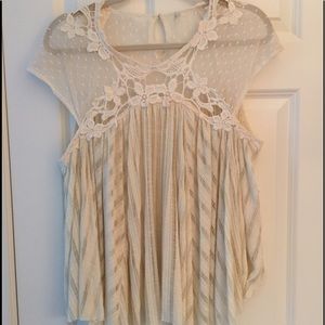 Free People cotton & lace top