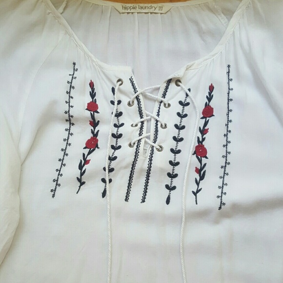 Boho lace up peasant top - Picture 3 of 3