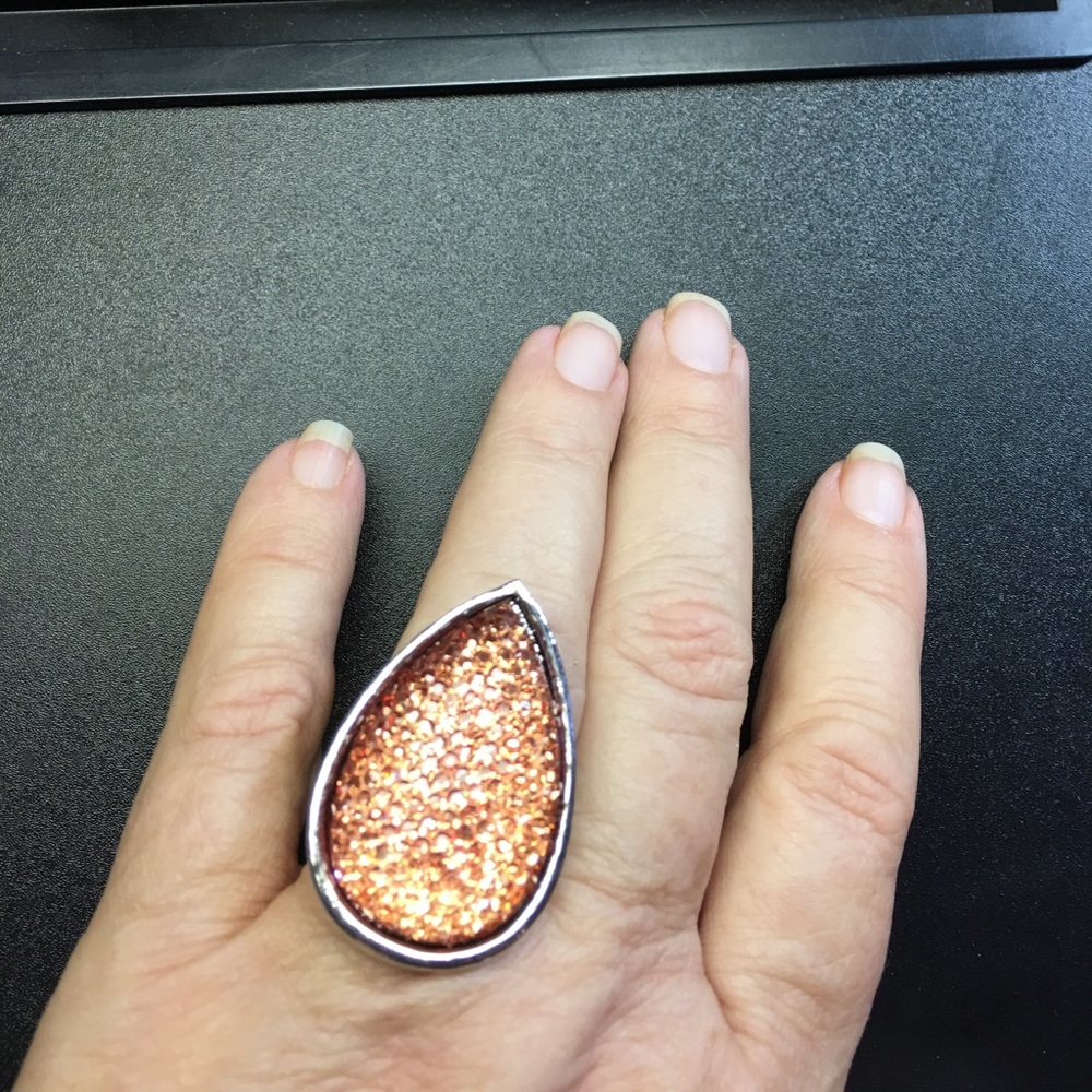 Stretch one Size Peach color Ring Pear shape