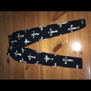 Black Leggings W/ Crosses