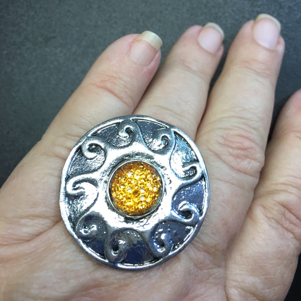 Stretch one Size Peach color Ring SUN Design