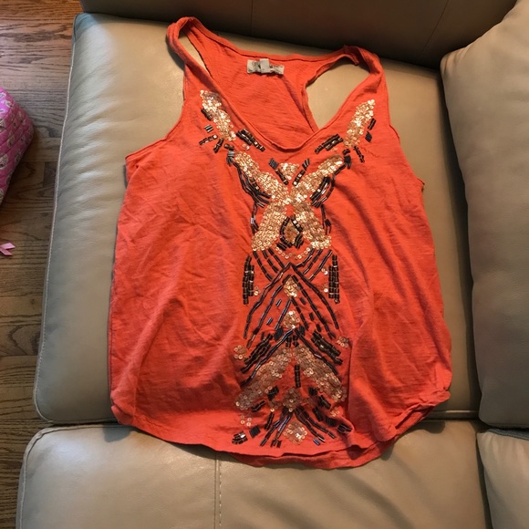 Burnt Orange Sequin Tank - Picture 1 of 4