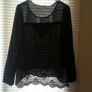 Lightweight chiffon and lace boho top