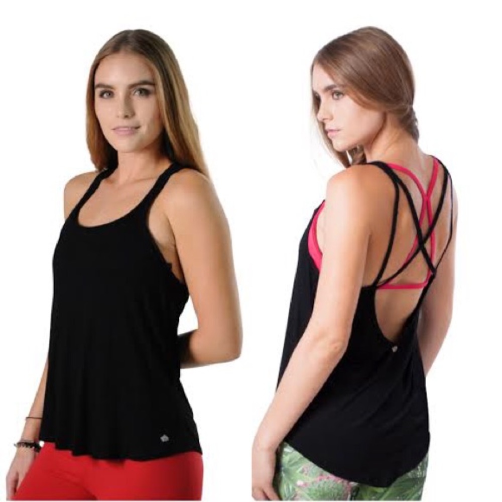 🆕 Jala Activewear Criss Cross Black Yoga Tank NWT