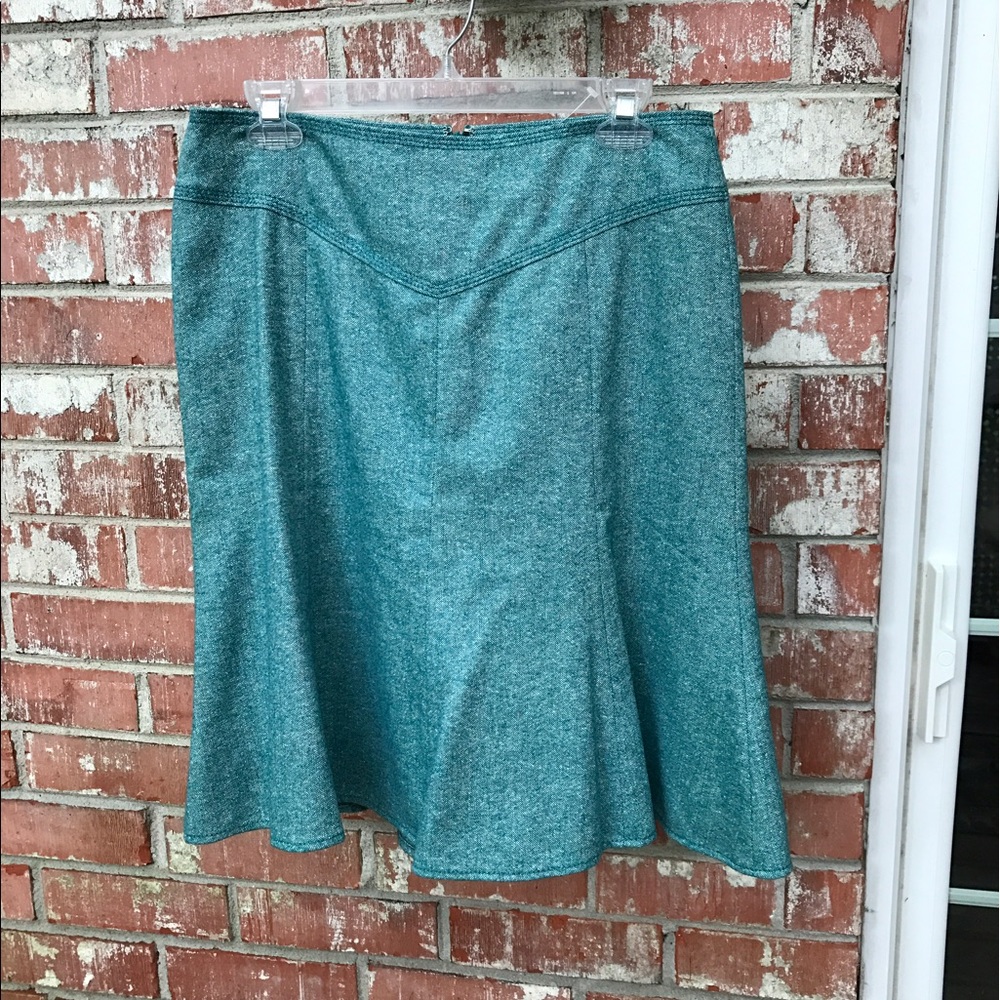 LOFT Green Tweed Skirt