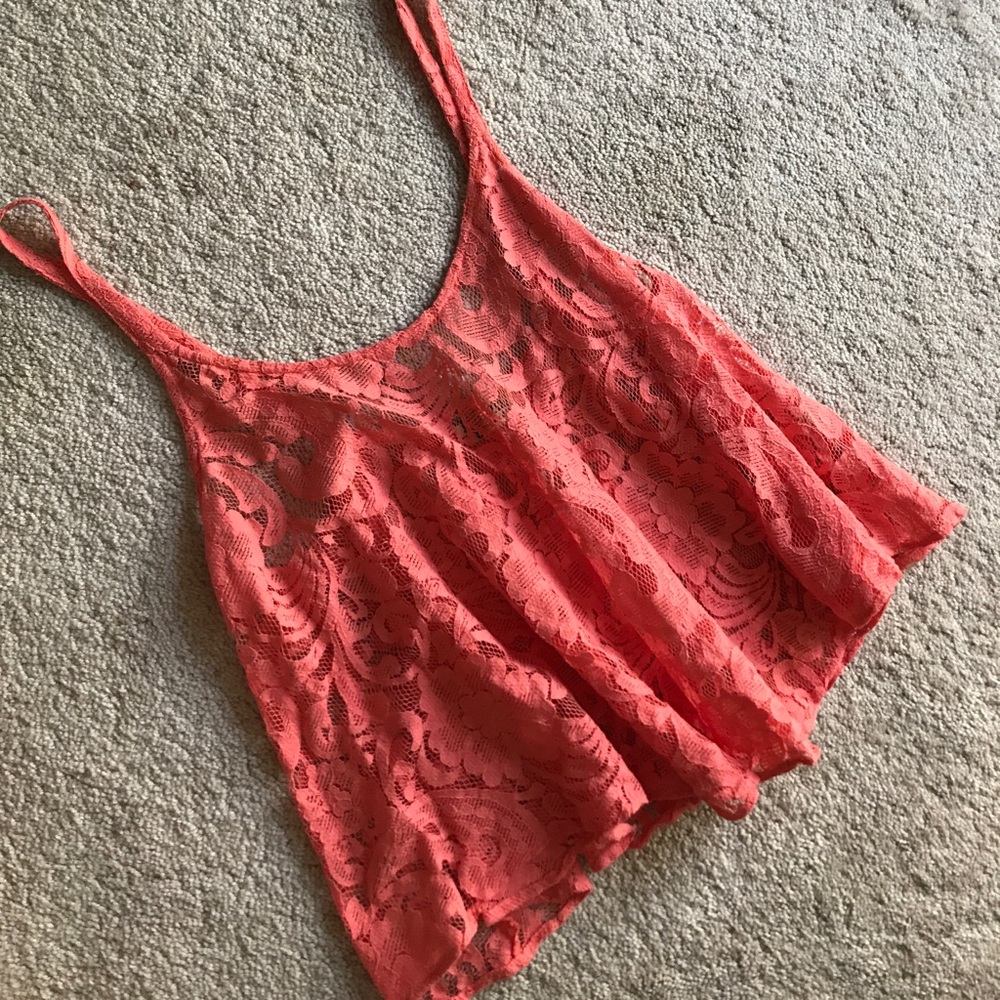 Show Me Your Mumu Coral Lace Swing Tank
