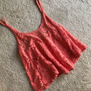 Show Me Your Mumu Coral Lace Swing Tank