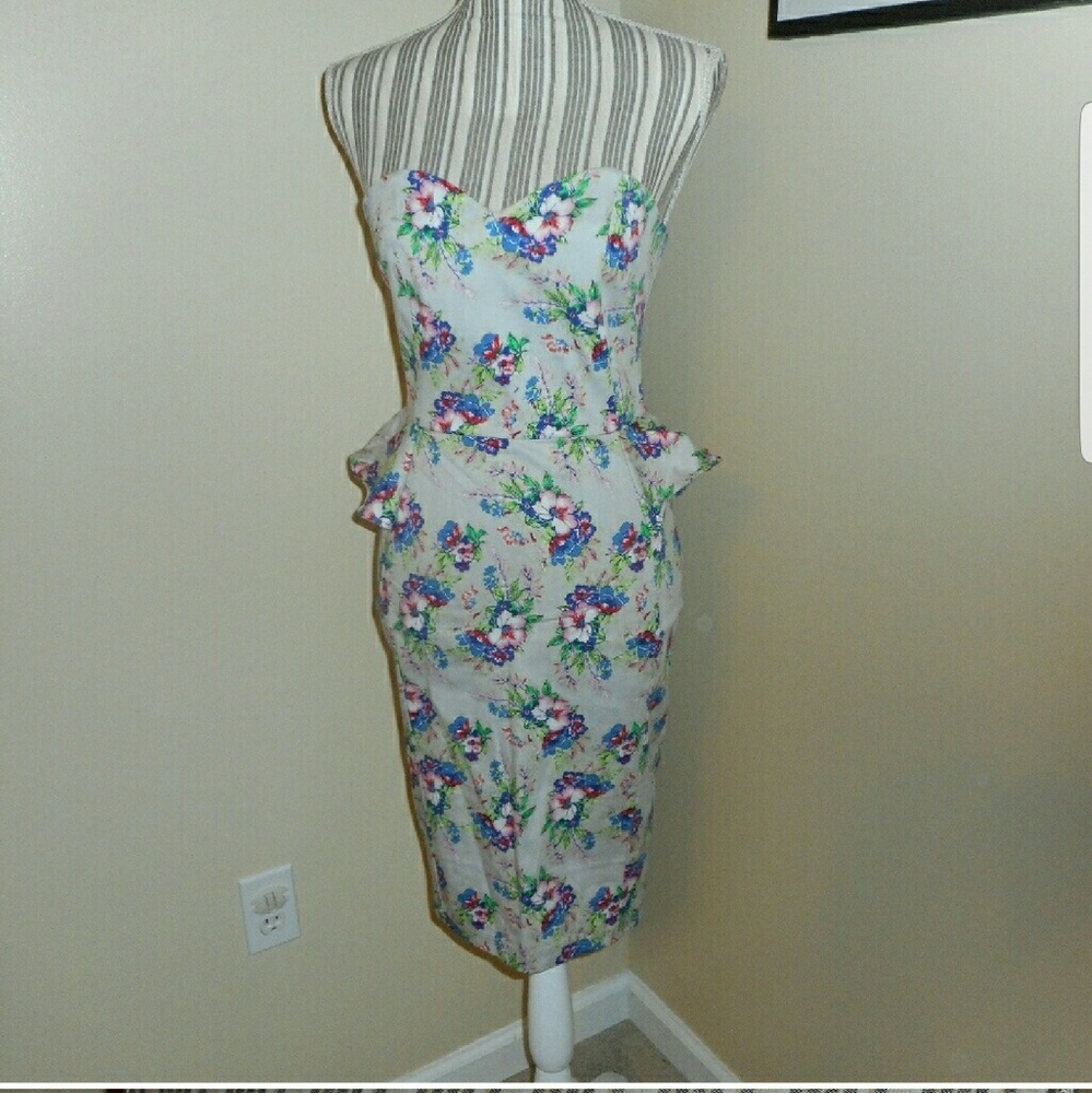 Asos floral strapless dress