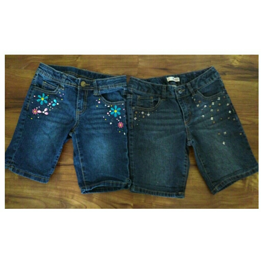 2 Pair Embelished Jean Shorts
