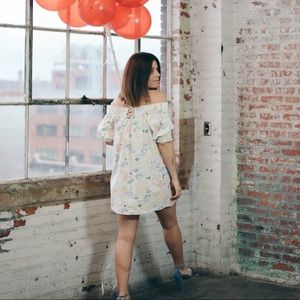 Zara Floral Off The Shoulder Dress