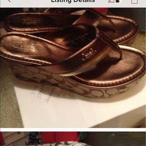 Size 9 metallic bronze Coach sandals.