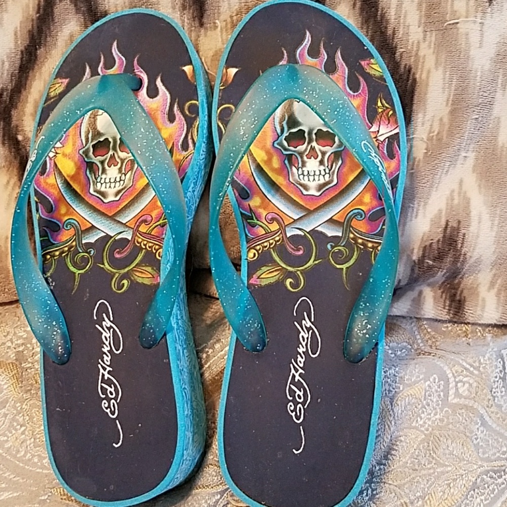 Last chance Ed Hardy flip flops