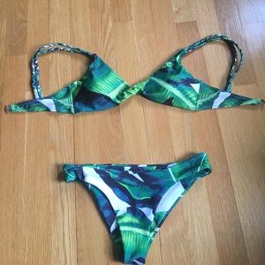 Tropical swimsuit top and bottom