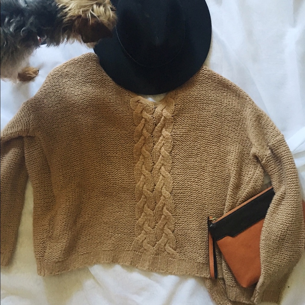 tan sweater