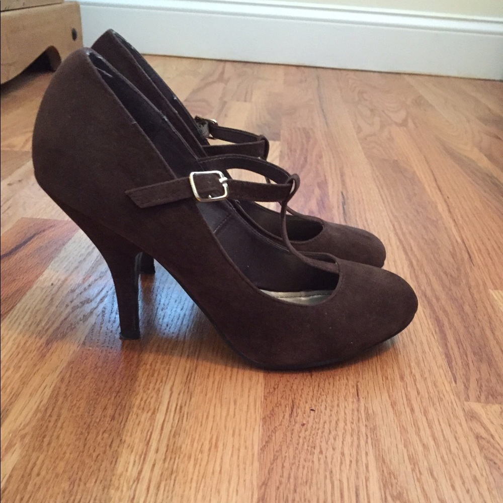 T-Strap Suede Pumps