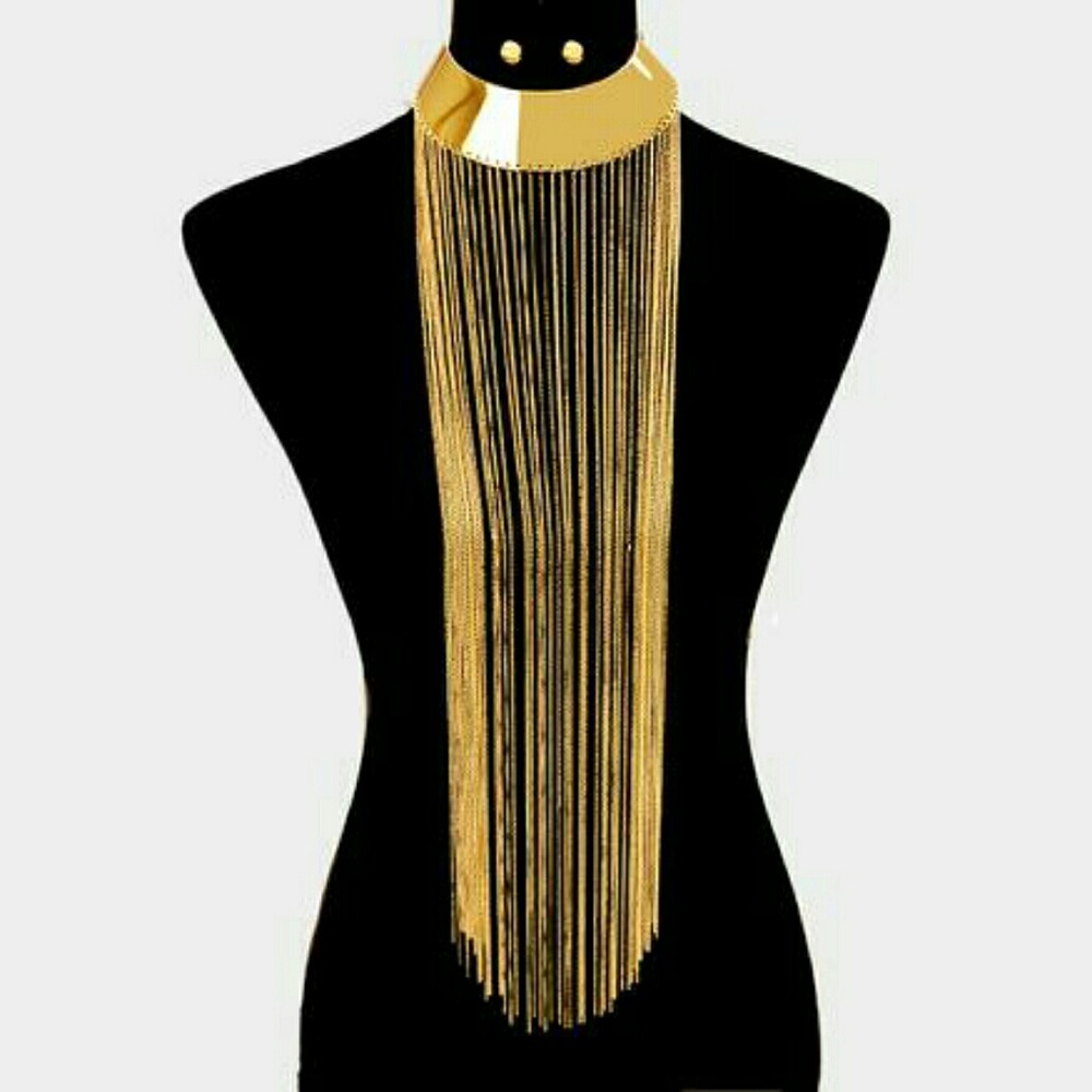 💖just in💖metal fringe ornate bib choker - Picture 2 of 3