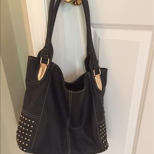 Black & Gold faux leather bag