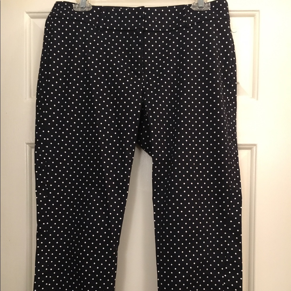 Ann Taylor Dark Navy Polka Dot Crop Dress Pant
