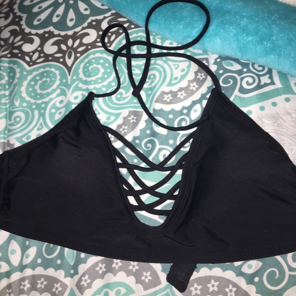 black bathing suit top