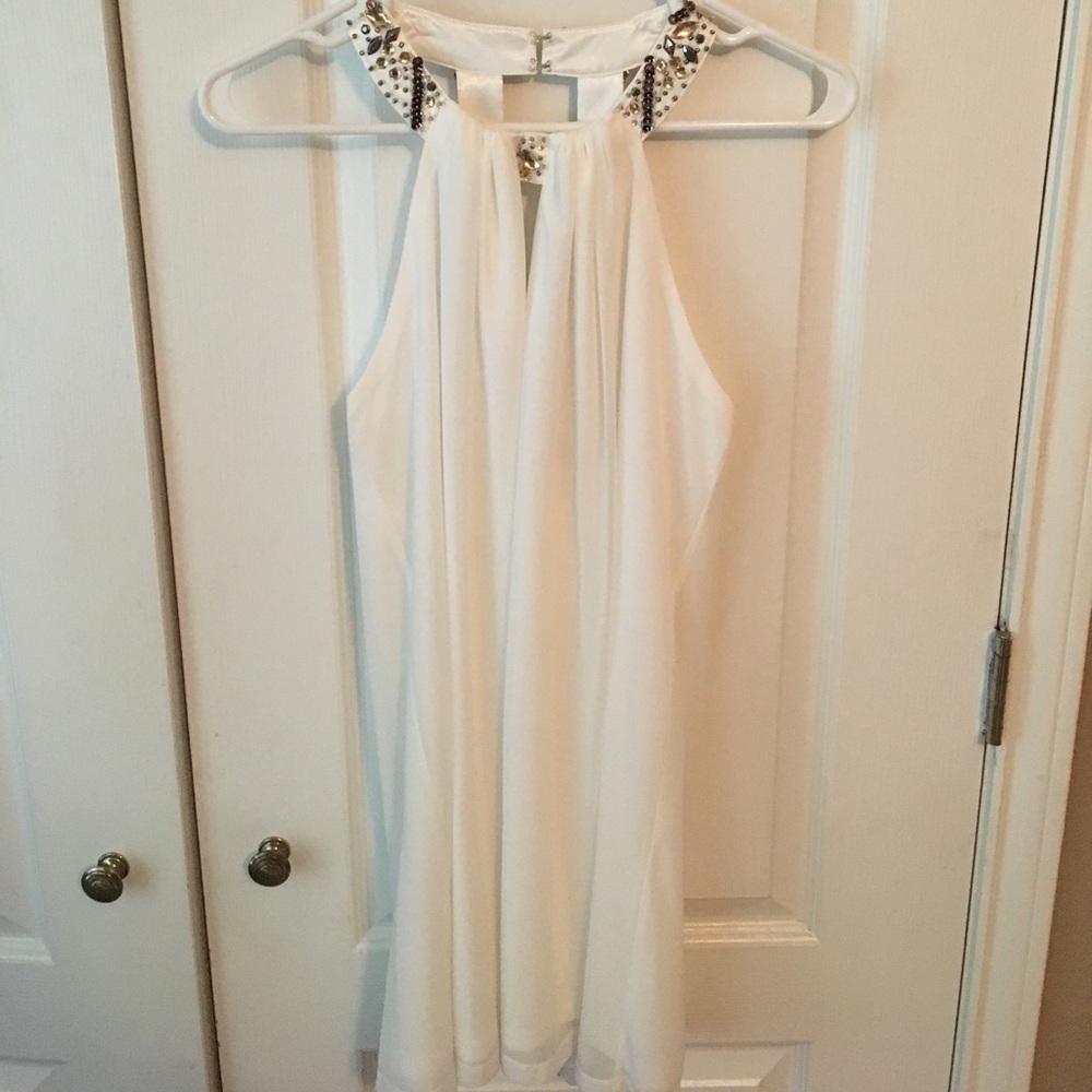 White Flowy Dress with Beaded Detail