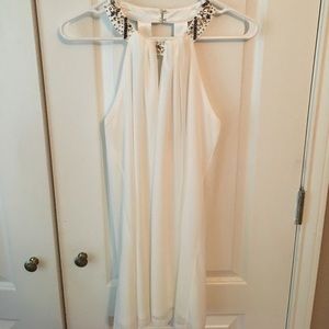 White Flowy Dress with Beaded Detail