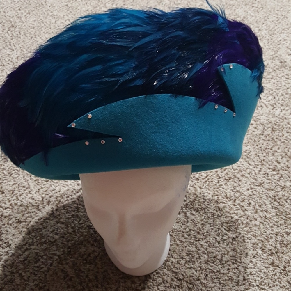 Purple & Turquoise Flip Feather Hat