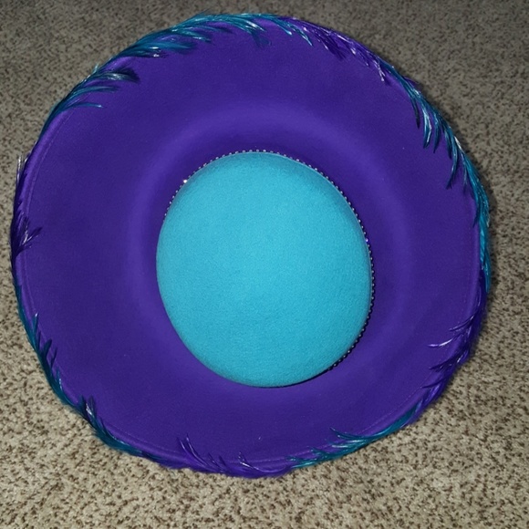 Purple & Turquoise Flip Feather Hat - Picture 3 of 4