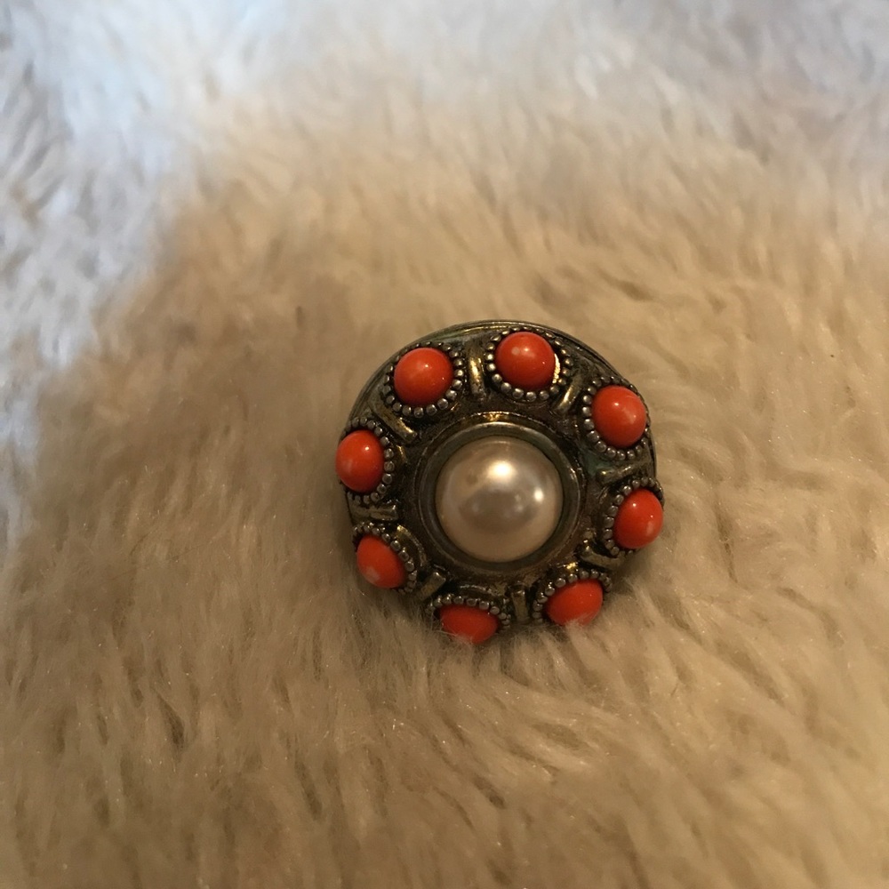 Orange and pearl ring
