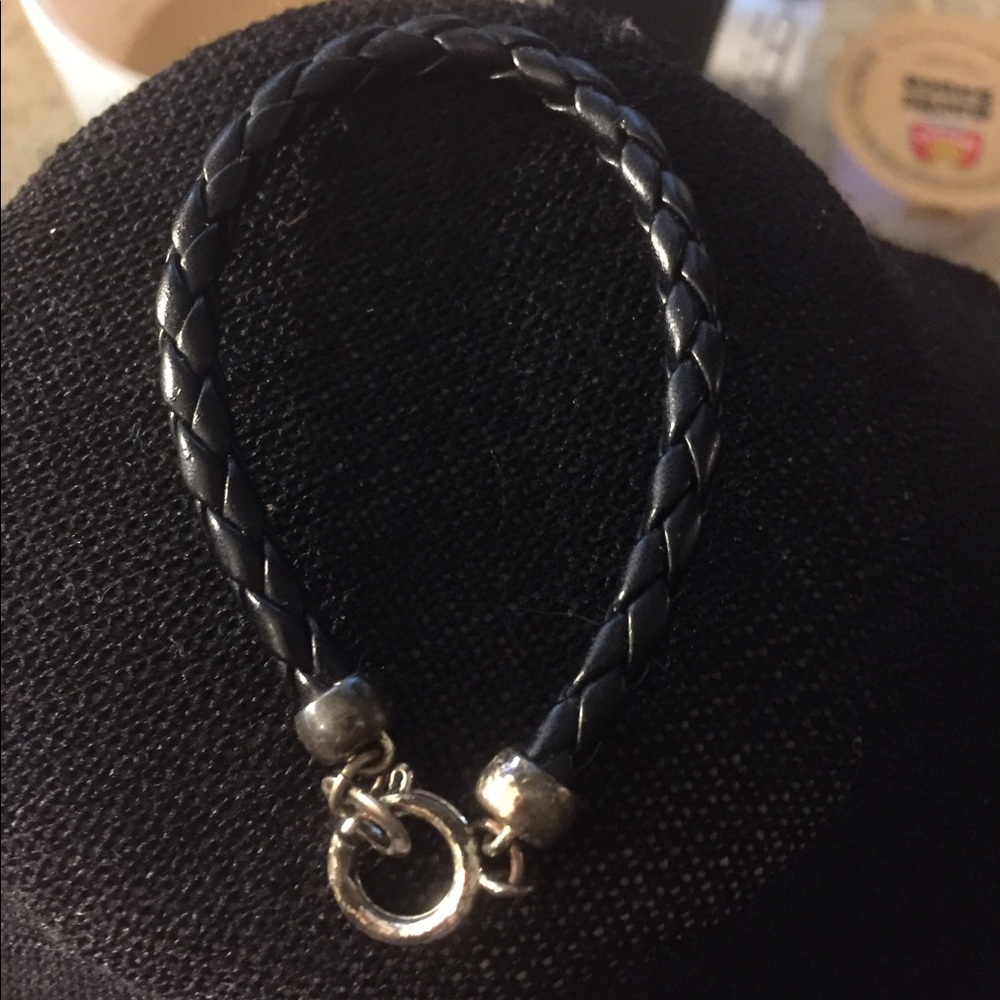 Cool pleather black braided bracelet