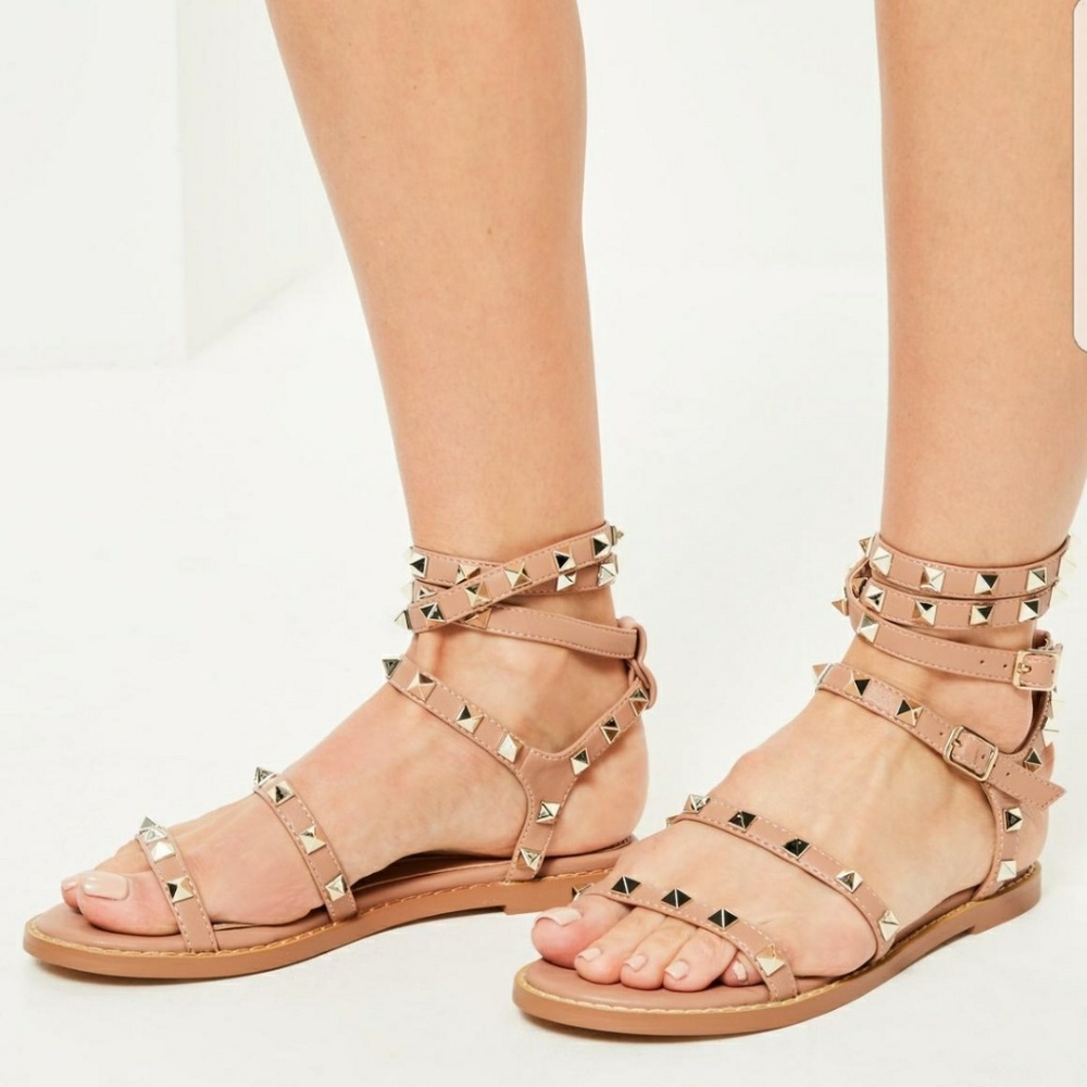 Studded Multi Strap Flat Gladiator Sandal