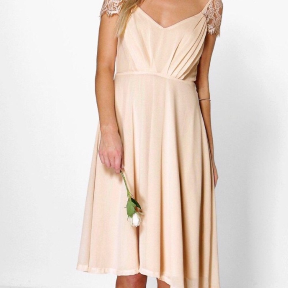 Lace Sleeve Chiffon Dress