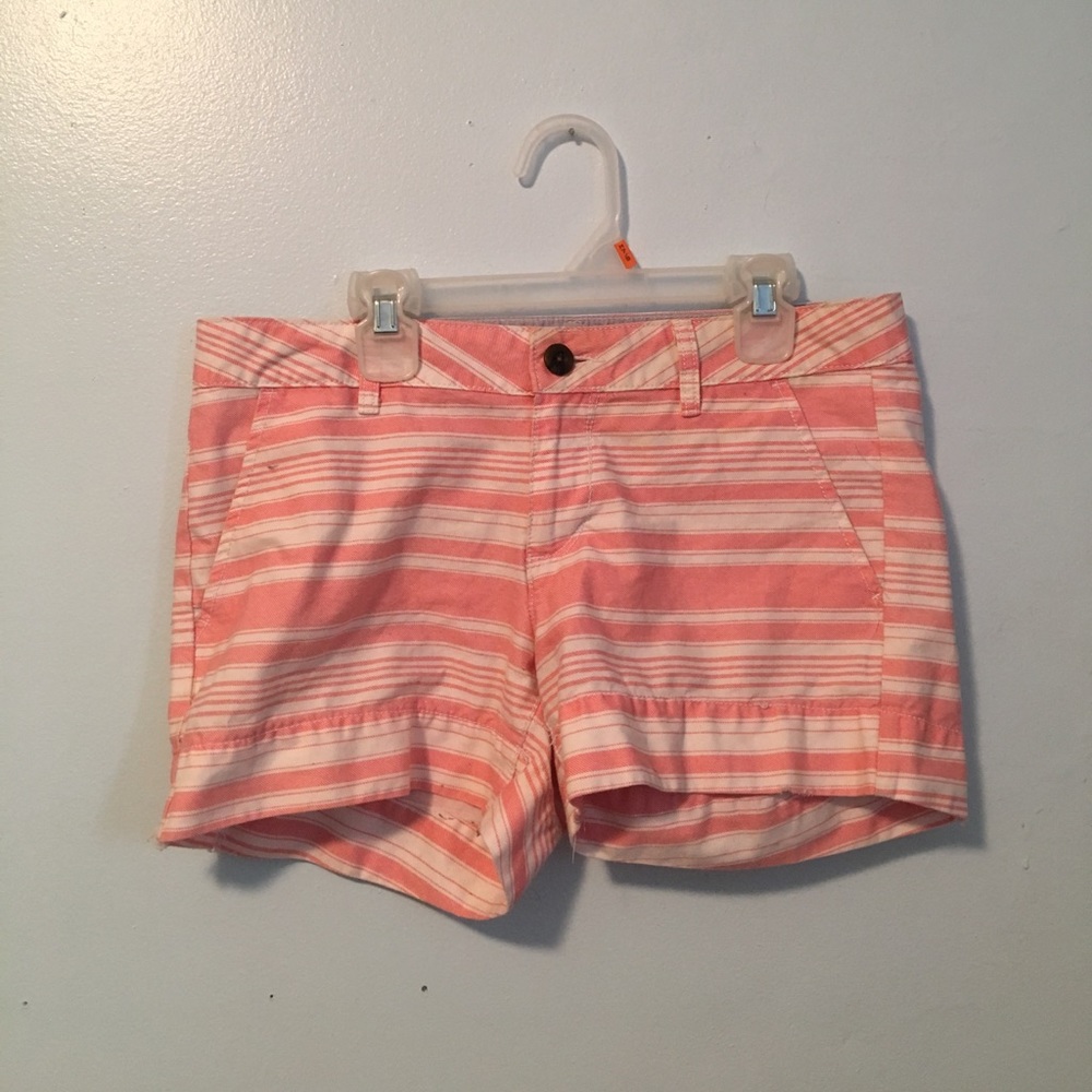 White and Pink Striped Shorts