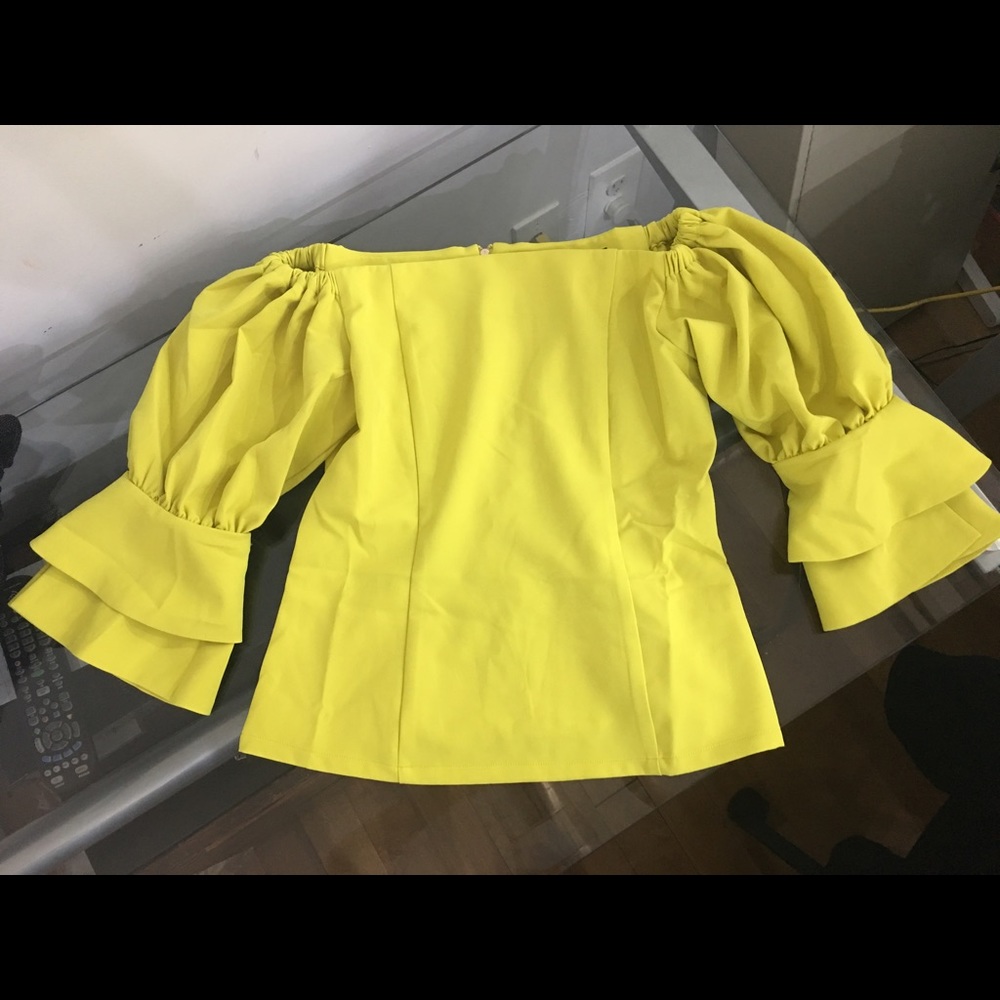 yellow off the shoulder top