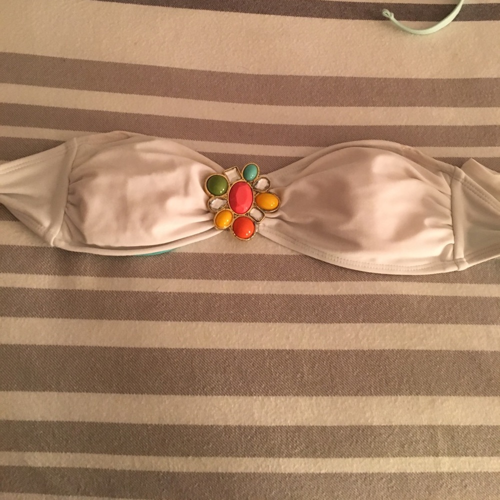 White strapless swim top