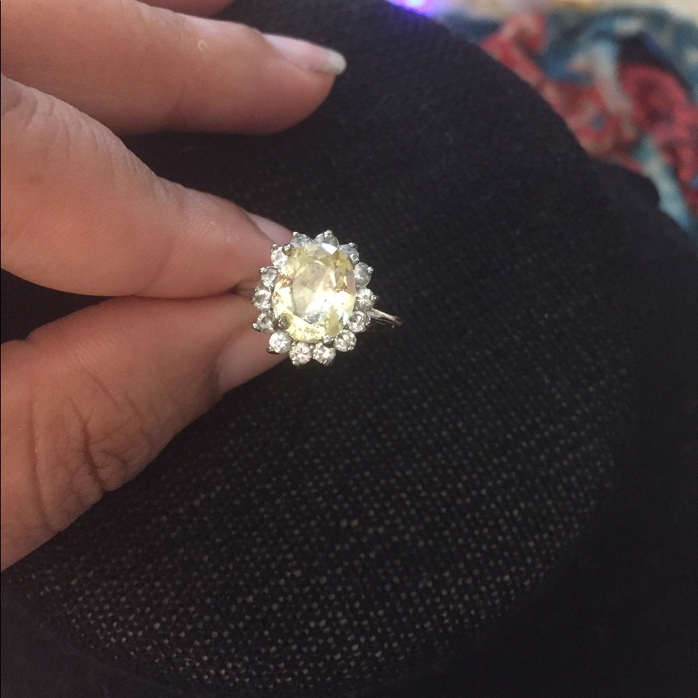 Beautiful handmade made cz rhodium princess ring