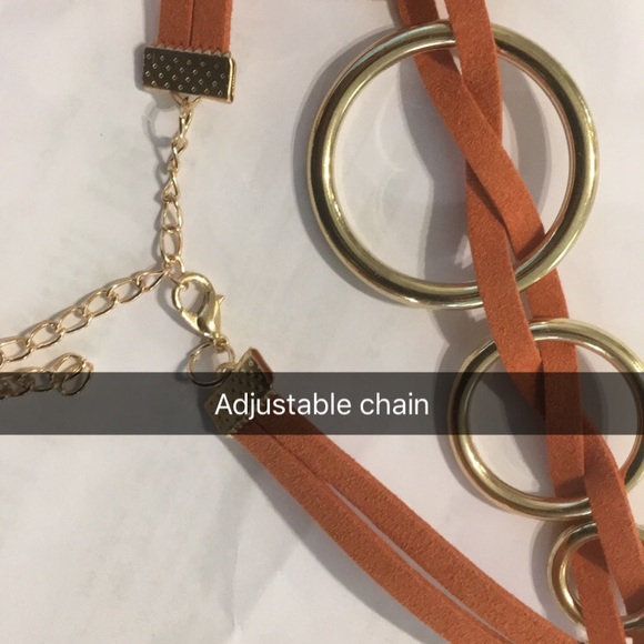 Gold/ Orange suede choker necklace - Picture 2 of 2