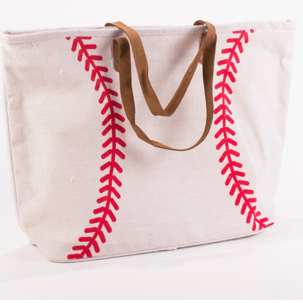 New Baseball Tote Bag Leather handles Game Day