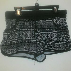 Black and white tribal shorts