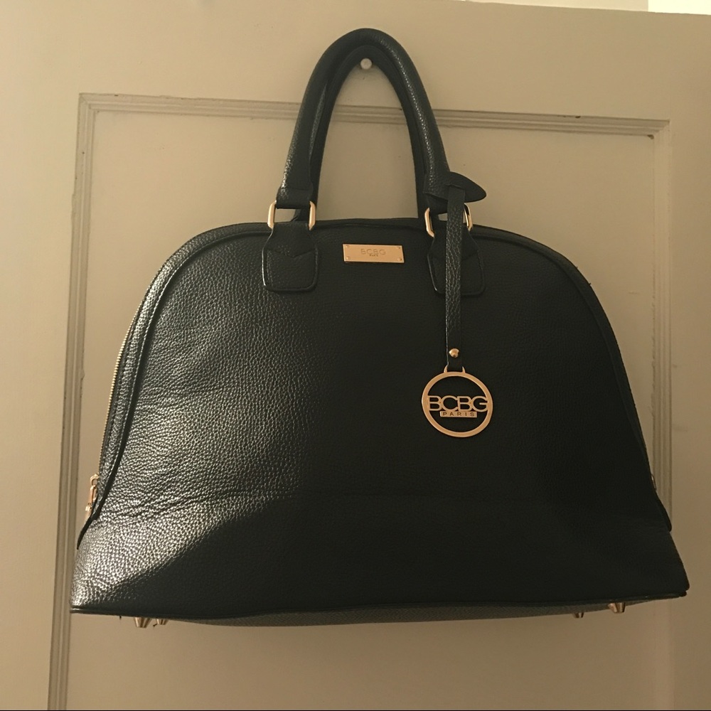 BCBG black leather tote