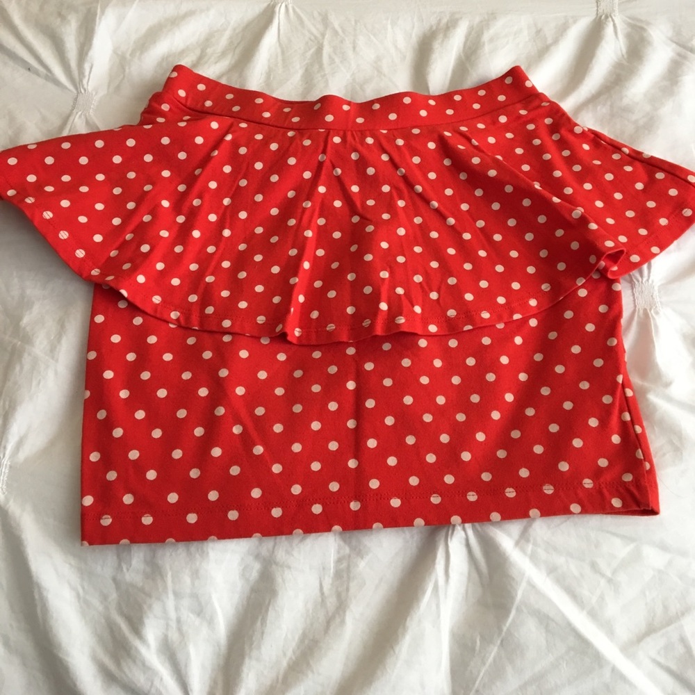 Red Polka Dot Peplum Skirt