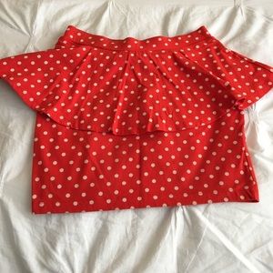 Red Polka Dot Peplum Skirt