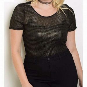 Metallic Plus Size Bodysuit Top