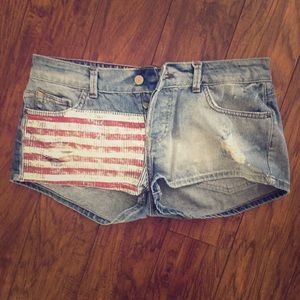 Zara American Flag Jean Shorts 🇺🇸