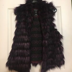 Guess purple and black fur vest