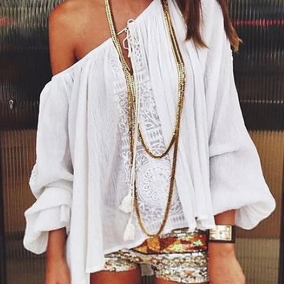 🌷HP 2/14🌷☯️White Boho Top☯️ - Picture 2 of 5