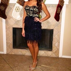 Strapless Semi Formal Feathered Dress