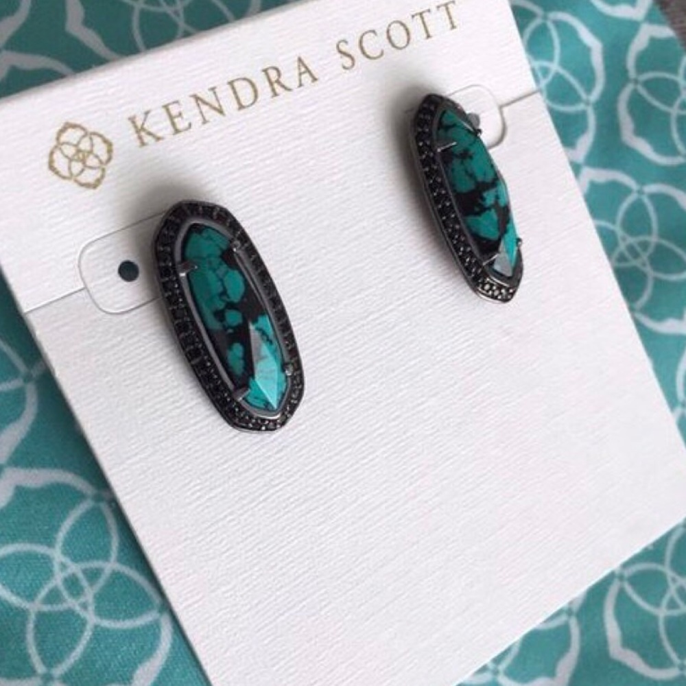 Kendra Scott Variegated Teal Magnesite studs