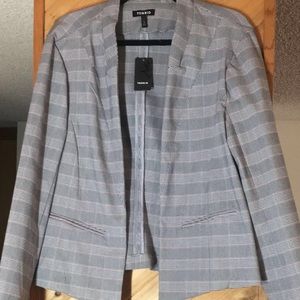 Plaid Open Front Blazer